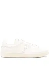 Tom Ford 'waiwick' White Low Top Sneakers With Perforated Logo On The Side And Logo Patch On The Tongue In Yellow