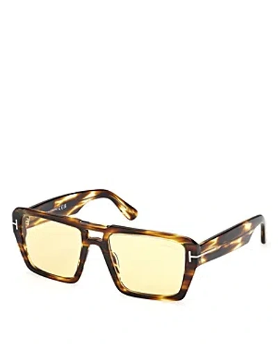 Tom Ford Flat Top Square Sunglasses, 56mm In Brown