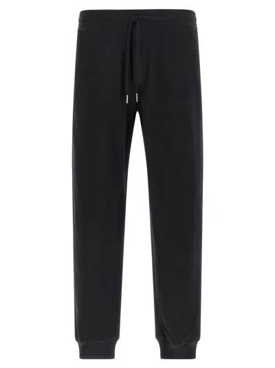 Tom Ford Fleece Cotton Joggers With Adjustable Drawstring In Black