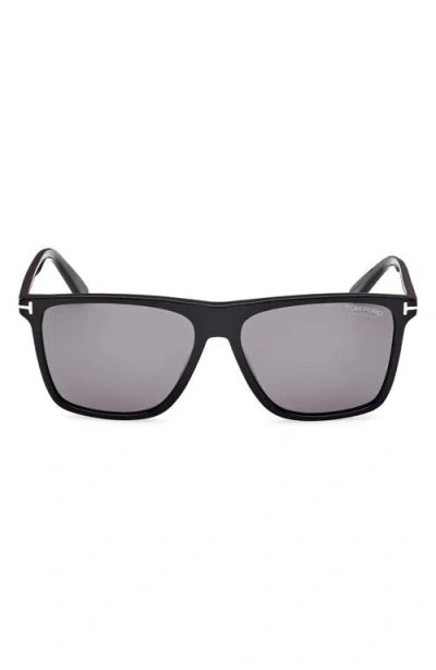 Tom Ford Fletcher 57mm Polarized Square Sunglasses In Black