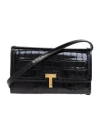 Tom Ford Mini Shoulder Bag In Stamped Crocodile Calf Leather In Black