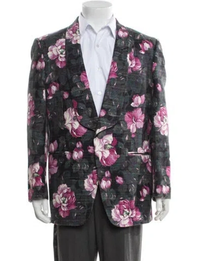 Pre-owned Tom Ford Floral Print Blazer In Green