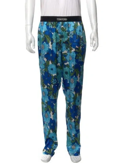 Pre-owned Tom Ford Floral Print Joggers In Blue