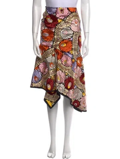 Pre-owned Tom Ford Floral Print Knee-length Skirt In Red