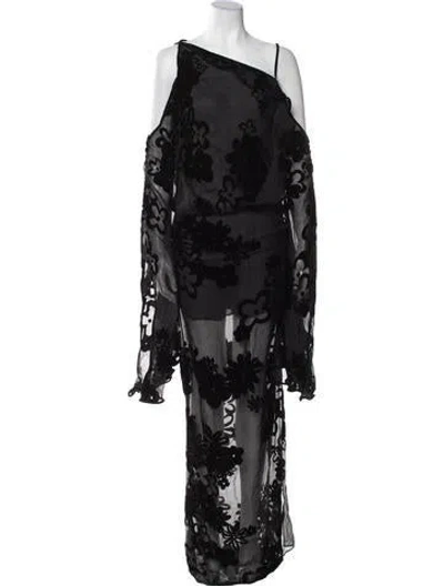 Pre-owned Tom Ford Floral Print Long Dress W/ Tags In Black