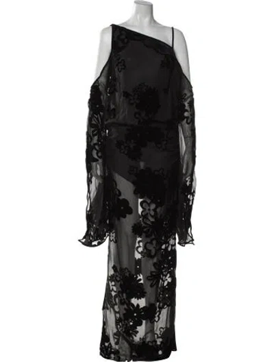 Pre-owned Tom Ford Floral Print Long Dress W/ Tags In Black