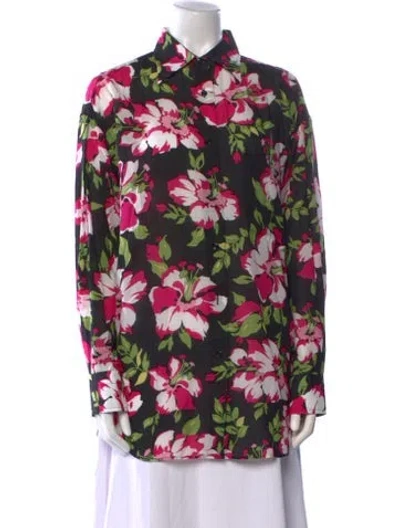 Pre-owned Tom Ford Floral Print Long Sleeve Blouse In Multi