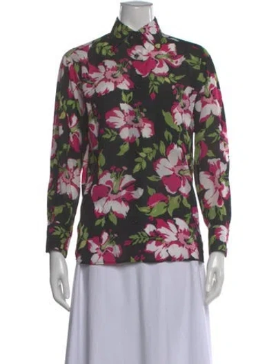 Pre-owned Tom Ford Floral Print Long Sleeve Blouse In Multi