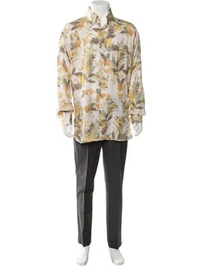 Pre-owned Tom Ford Floral Print Long Sleeve Shirt In Neutral