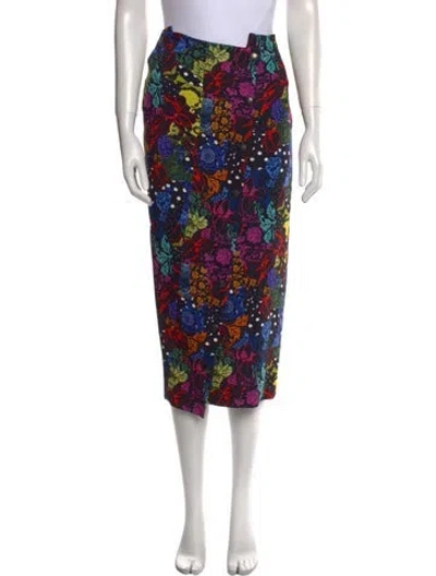 Pre-owned Tom Ford Floral Print Midi Length Skirt In Black