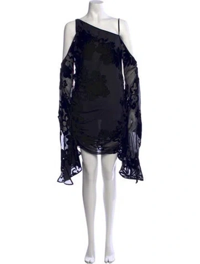 Pre-owned Tom Ford Floral Print Mini Dress In Black