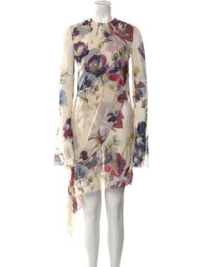 Pre-owned Tom Ford Floral Print Mini Dress In Neutral