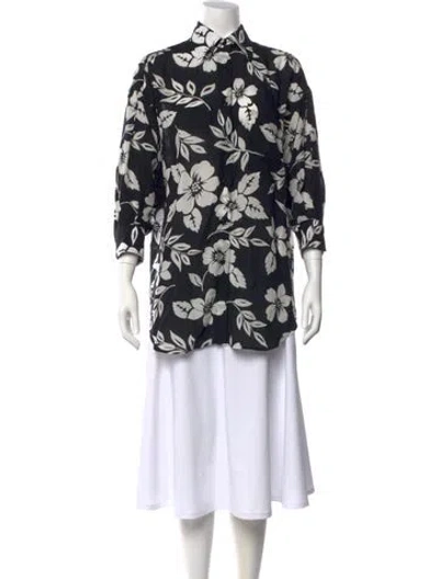 Pre-owned Tom Ford Floral Print Mock Neck Tunic In Black