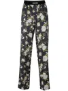 Tom Ford Floral Print Stretch Silk Satin Pants In Black