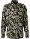 Tom Ford Collared Shirt With Floral Pattern And Long Sleeves In Black