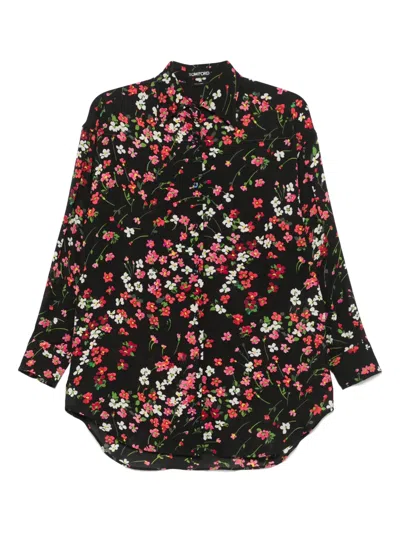 Tom Ford Floral-print Shirt In Black