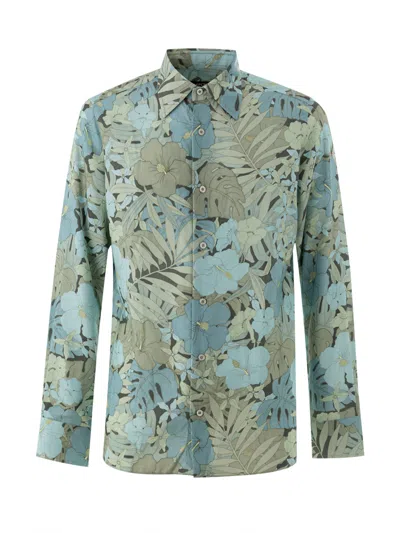 Tom Ford Floral Print Shirt In Blue