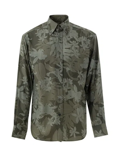 Tom Ford Floral Print Shirt In Green