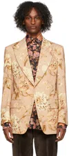 Tom Ford Floral Print Single-breasted Blazer In Nude