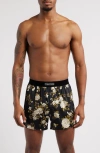 Tom Ford Floral Print Stretch Silk Boxers In Multi
