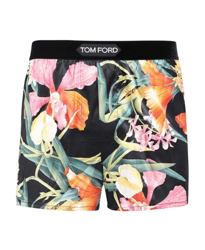 Tom Ford Floral-print Stretch-silk Boxers In Multicolor
