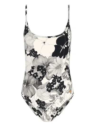 Tom Ford Floral-print Swimsuit In White