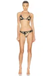 Tom Ford Floral Printed Bikini Set In Combo Black & Pink