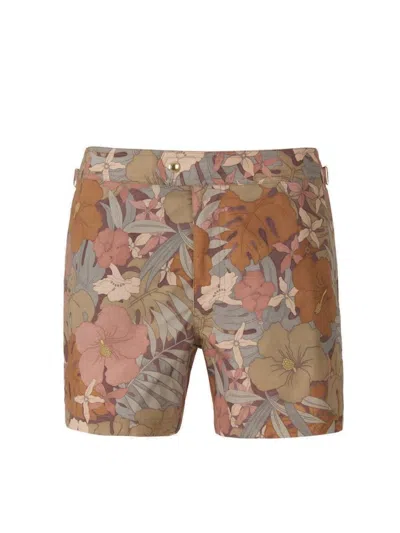 Tom Ford Floral Printed Swim Shorts In Multi