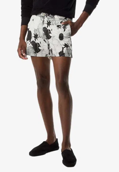 Tom Ford Floral Swim Shorts In Monochrome