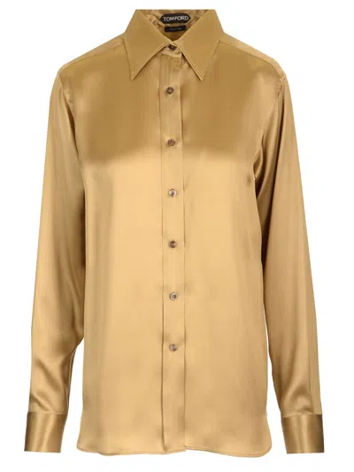 Tom Ford Flowing Silk Charmeuse Shirt Shirts Beige