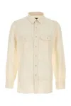 Tom Ford Fluid Light Twill Military Shirt In Pearl