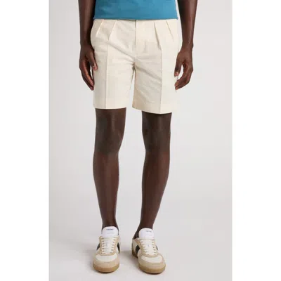 Tom Ford Straight-leg Pleated Cotton And Silk-blend Poplin Shorts In Neutrals