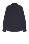 Tom Ford Fluid Poplin Western Shirt In Navy