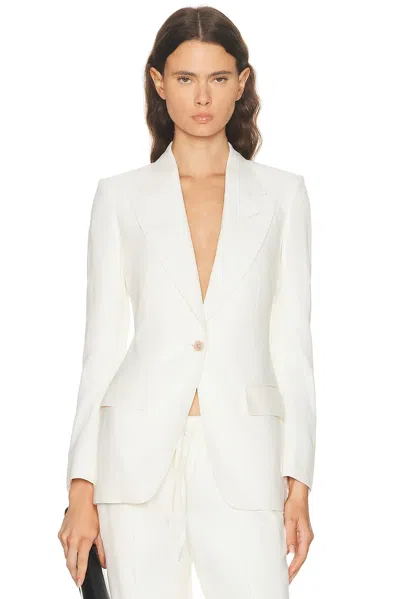 Tom Ford Fluid Single Breasted Jacket In White