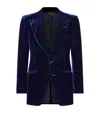 Tom Ford Fluid Velvet Shelton Cocktail Blazer In Blue