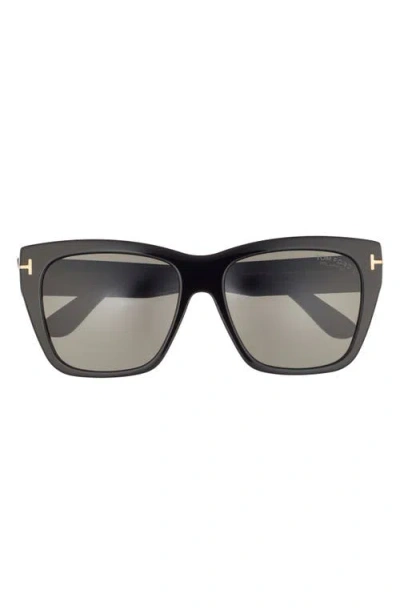 Tom Ford Flynn 55mm Polarized Butterfly Sunglasses In Shiny Black/t/logo
