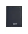 Tom Ford Black Card Holder With Embossed Logo Lettering On The Front In Grained Leather Man In Black