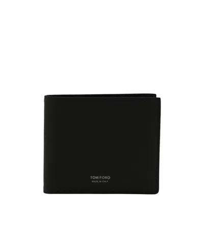 Tom Ford Logo Printed Bi-fold Wallet In Black