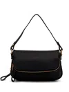 Tom Ford Folded-design Pebbled-leather Shoulder Bag In Schwarz