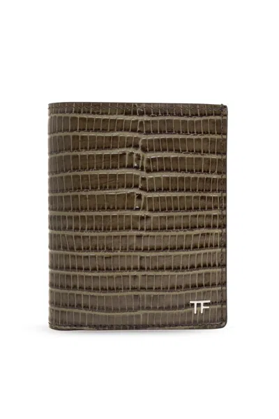Tom Ford Folding Card Case In Green