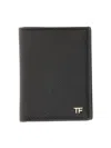 Tom Ford Small Grain Leather Folding Cardholder In Black