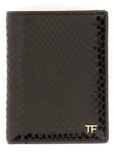 Tom Ford Folding Card Holder In Brown