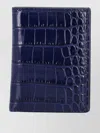 Tom Ford Folding Card Holder Crocco Print Leather In Blue