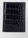 Tom Ford Folding Card Holder Crocco Print Leather In Black