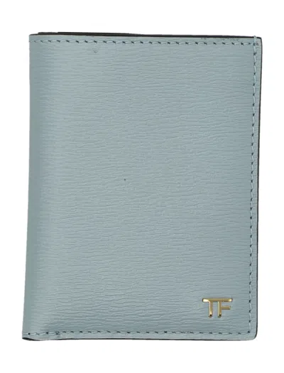 Tom Ford Folding Card Saffiano In Sky Blue