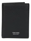 Tom Ford Black Soft Grain Leather T Line Passport Holder In Black