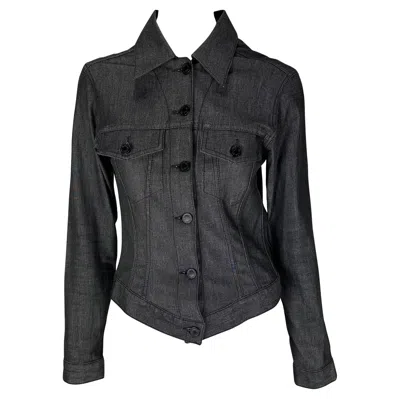 Pre-owned Tom Ford For Gucci 2001 Gucci By Tom Ford Black Stretch Denim Cotton Monochrome Jacket It40