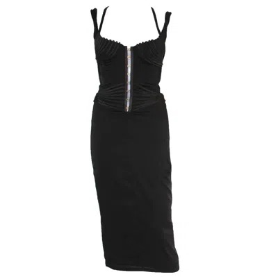Pre-owned Tom Ford For Gucci 2003 Collection Silk Corset Top Cocktail Dress 40 In Black