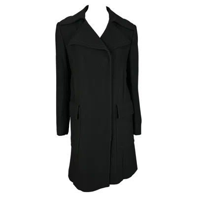 Pre-owned Tom Ford For Gucci F/w 1996 Gucci By Tom Ford Black Wool Faux Fur Lined Coat It42
