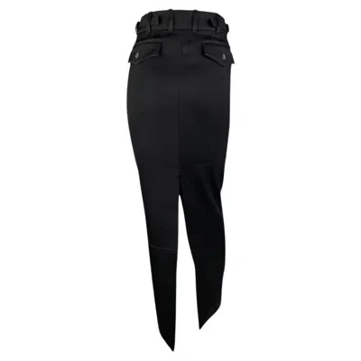 Pre-owned Tom Ford For Gucci F/w 1998 Gucci By Tom Ford Runway Ad Black Buckle Wool Slit Maxi Skirt 42it